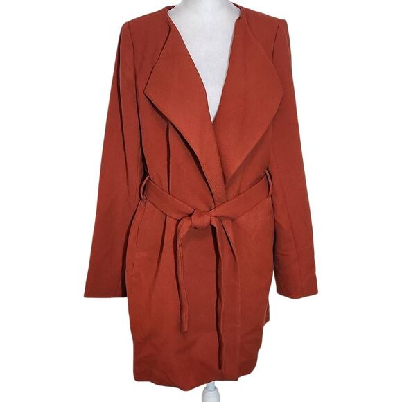 The Limited Jackets & Blazers - The Limited Orange Belted Coat NWT Size Medium Dark Orange Trench Coat